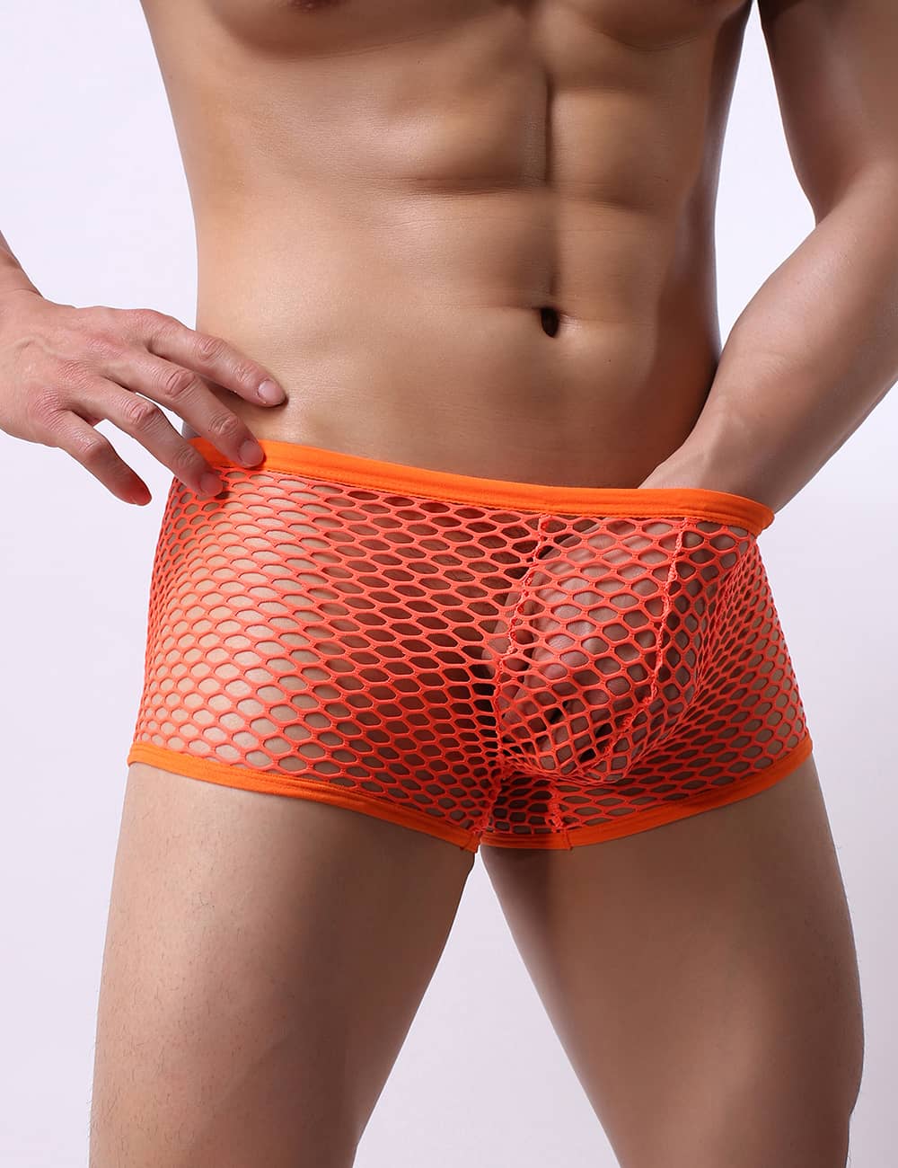 Orange Men's Fishnet Boxer